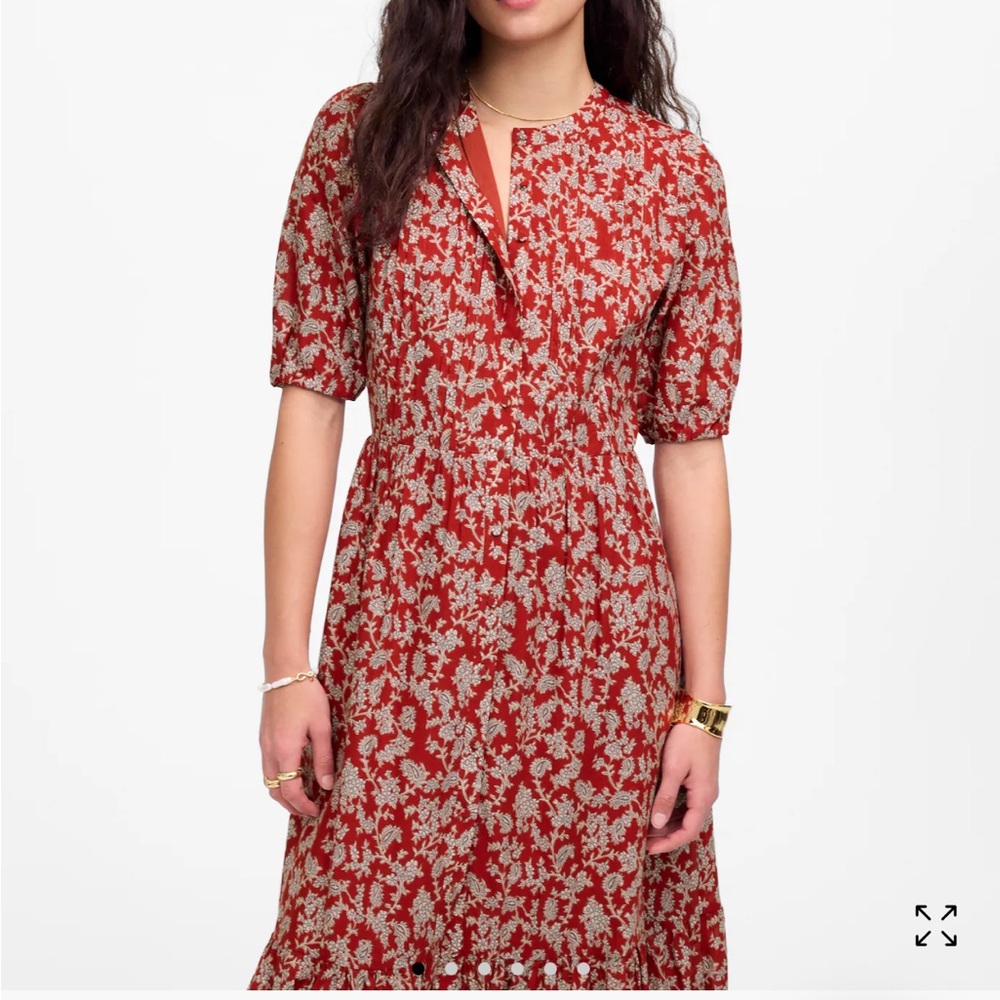Madewell Pintuck puff sleeve midi dress in floral size 4 NWT